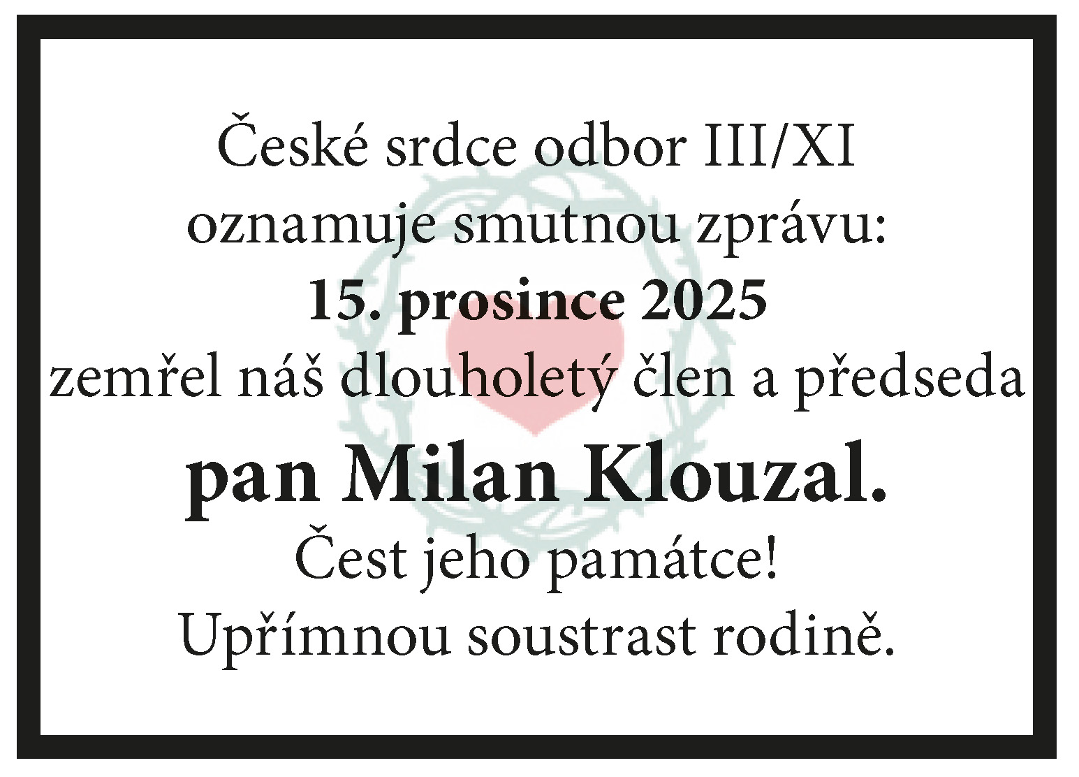 VSL_2026_01-03_INZERCE_ČS III-XI_umrti Klouzal